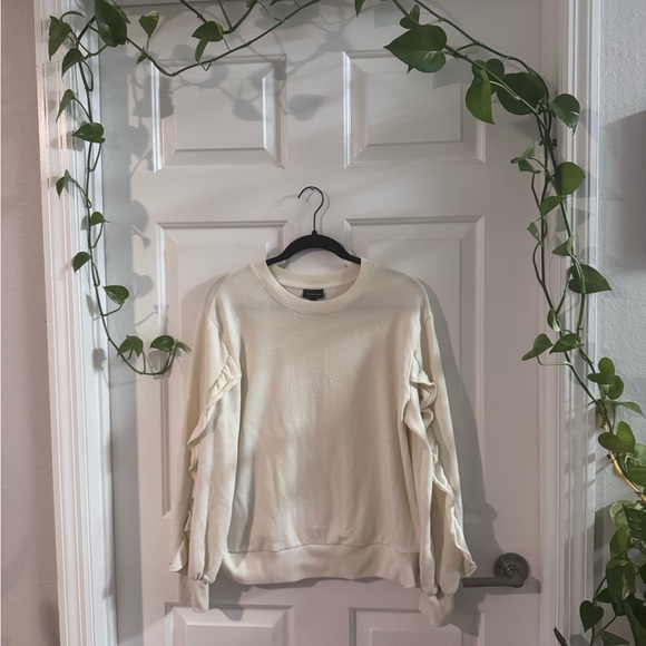 Cream Ruffle Sleeve Sweatshirt - Picture 1 of 2